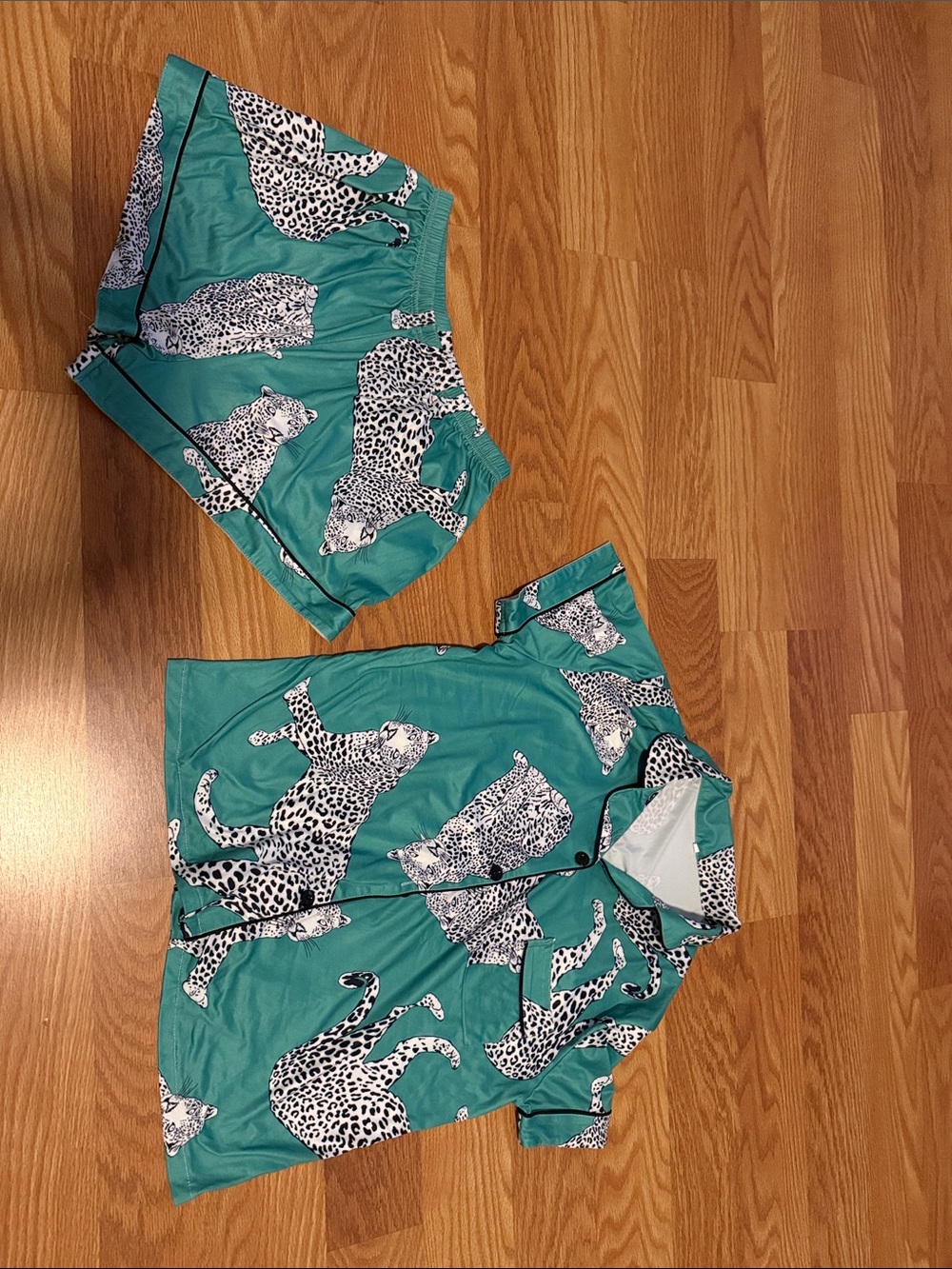 Teal Leopard Print Women's Pajama Set